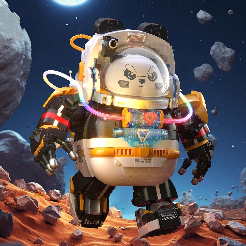 Space Panda Astronaut Figures Model Building Block Model Aerospace Man DIY Ornament Bricks Toy For Children Kids