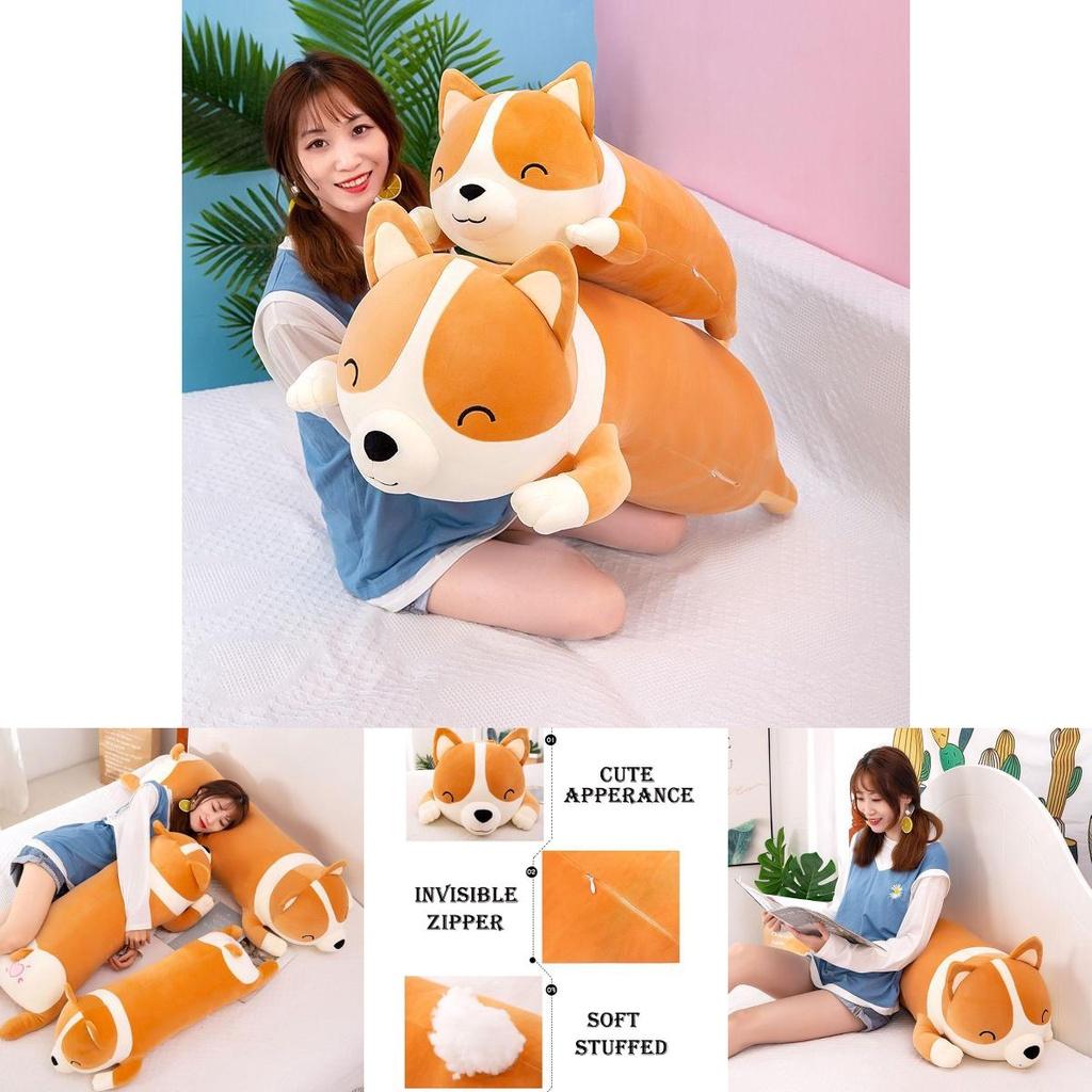 Plush Toys Throw Pillow For Home Decor Long Corgi Cushion Soft Stuffed Animal Doll Gift