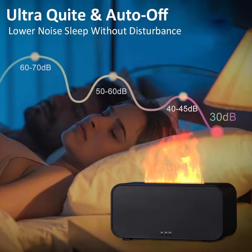 Luftbefeuchter Diffusor Ätherische Öle Luftbefeuchter Mini Flamme Automatischer Duftzerstäuber Heimluftbefeuchter mit LED-Licht