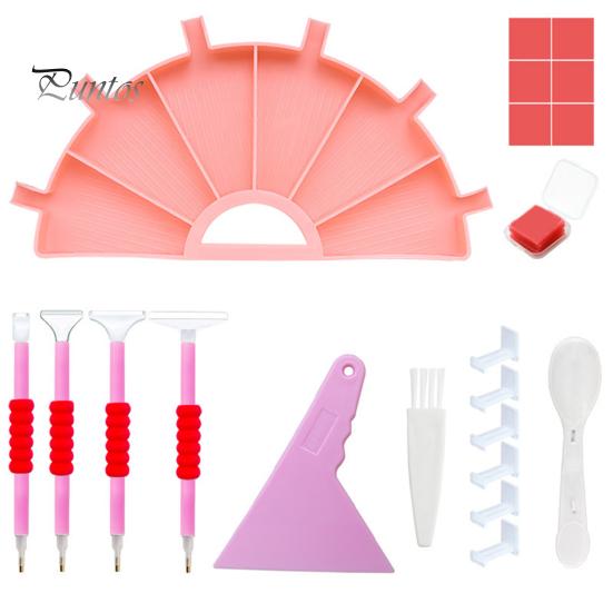 

Органайзер для сверл для краски, 6 слотов, веерообразный дизайн, инструменты для рисования для страз, набор сверл для алмазного дизайна ногтей розовый