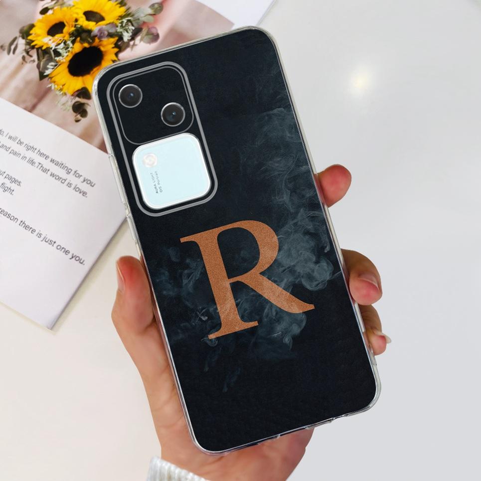 For Cover Vivo S18 5G Phone Case Initials Letter Soft Silicone Back Shell For Vivo S18 Pro Coques Bumper Transparent VivoS18 Pro