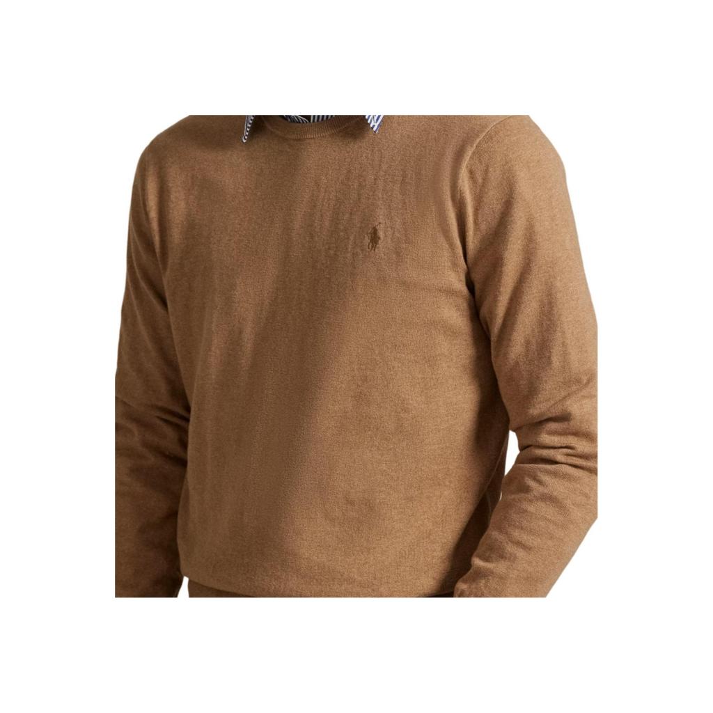 Polo Ralph Lauren Ss25 Cashmere Crewneck Embroidered Pony Long Sleeve Knit Sweater Men sweater Salty-Caramel-Mix 710973589-003