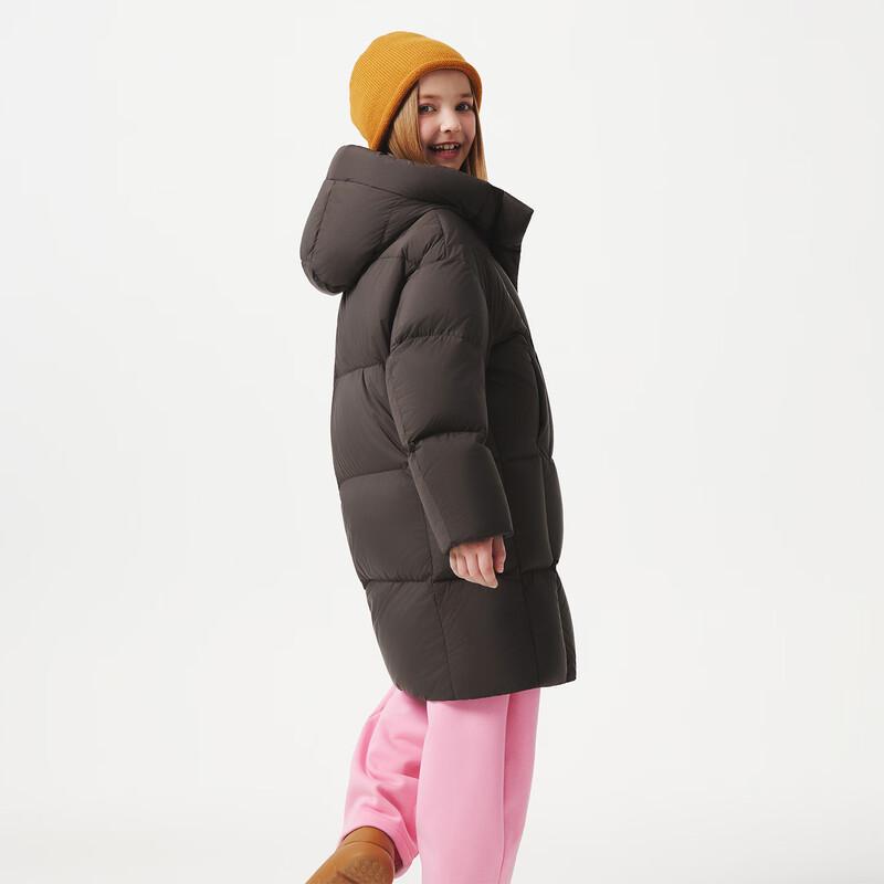Tamboer Unisex Kinder Lange Kapuzen-Daunenjacke