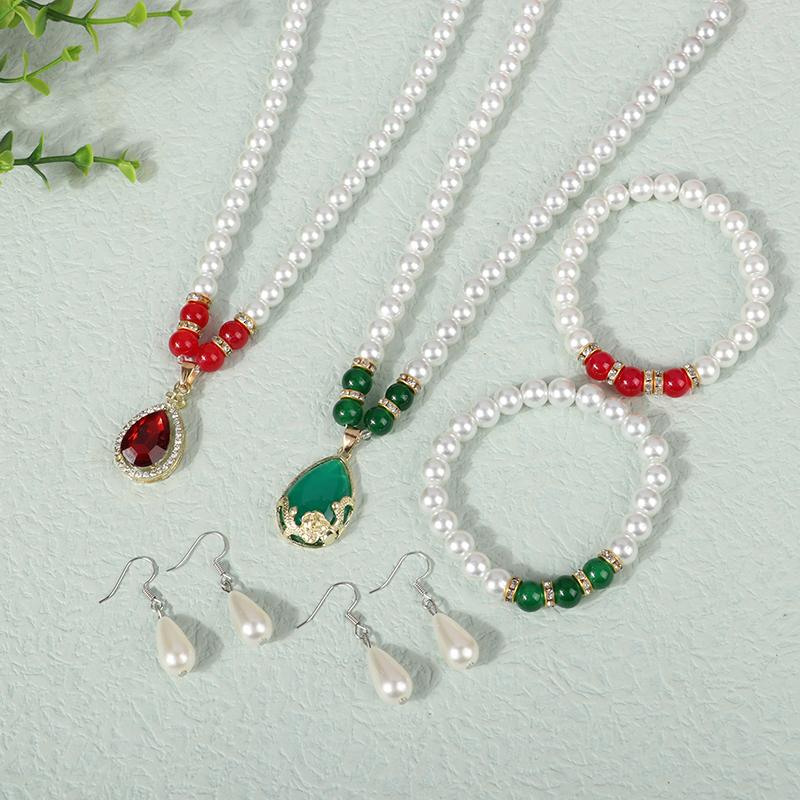 Vintage Módní Perlová Šperková Sada Pro Ženy Náhrdelník Náušnice Náramek Sada Svatba Párty Šperky Dárek Pendientes