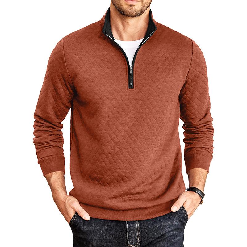 Men S Stand Collar Long Sleeve Zip Pullover Loose Sweatshirt
