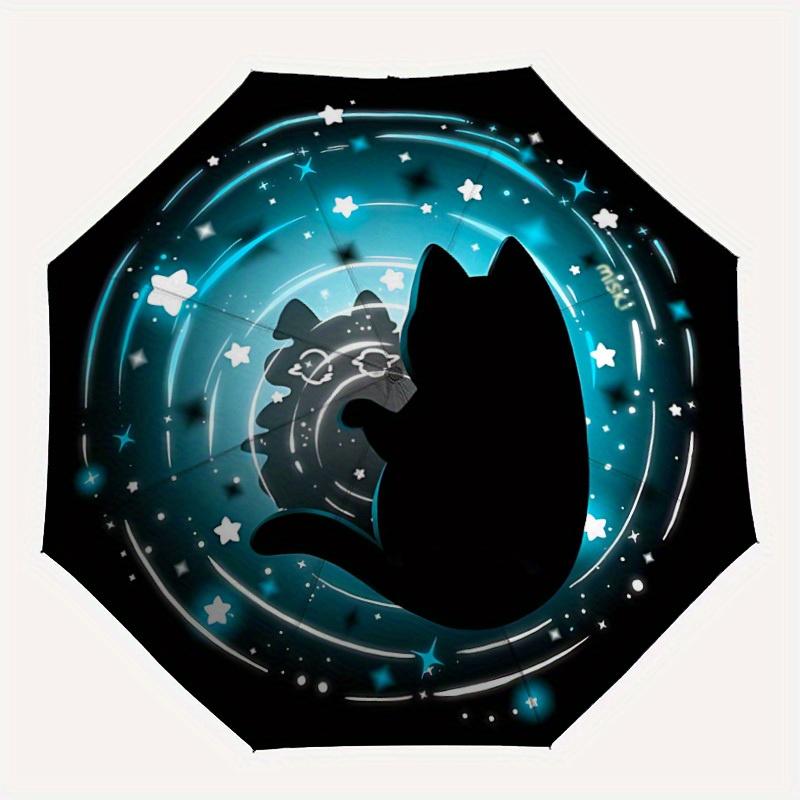 

1pc Cat Space Automatic Open/close Folding Compact Umbrella, 8-Rib Sturdy Canopy, Lightweight Portable, Everyday Use, Gift, Outdoor Umbrella, Travel E