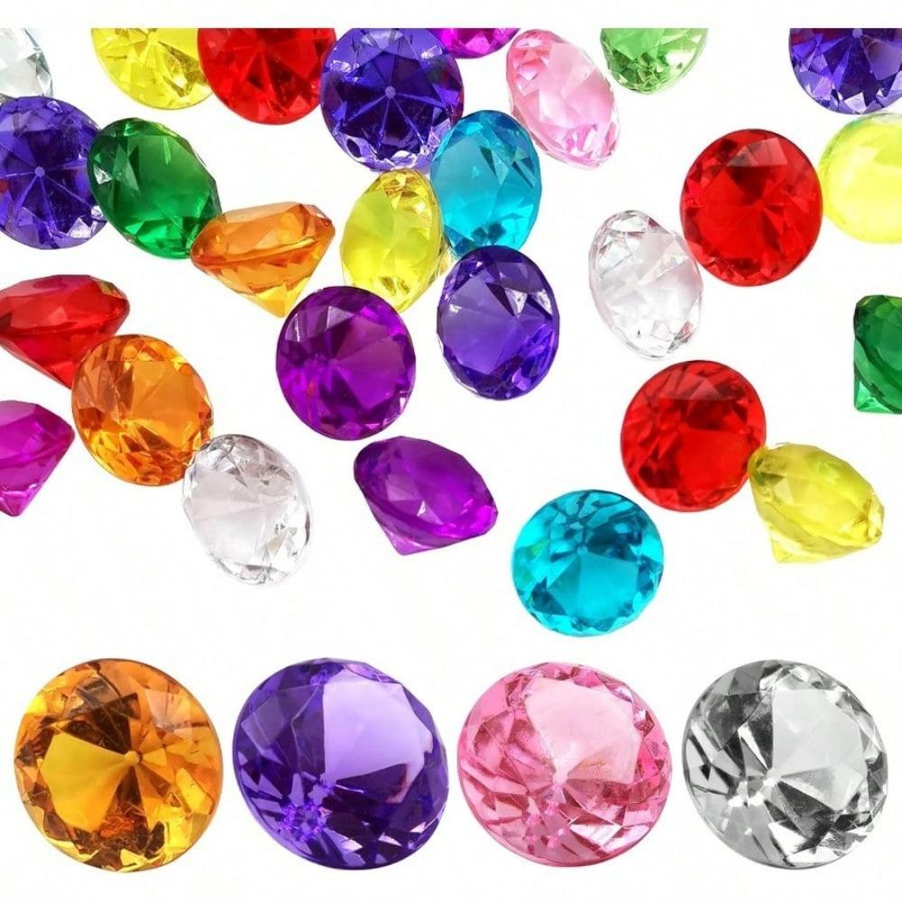 

LYHLYA Упаковка из 100 драгоценных камней для детей, акриловые бриллианты, 25 мм, декоративные бриллианты, акриловые драгоценные камни, поддельные драгоценные камни для наполнения ваз разноцветный