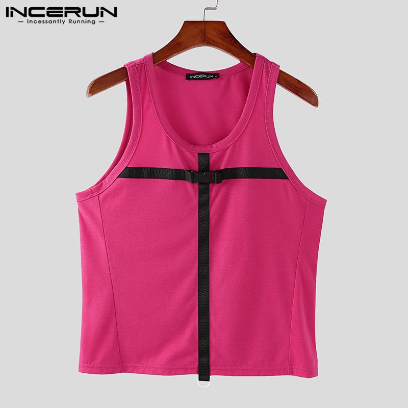 INCERUN Summer Men Strap Sleeveless T-shirts Racerback Tank Tops