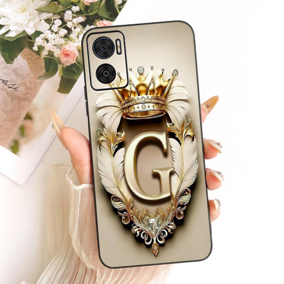 For Motorola Moto E22i E22 E22s Case Luxury Crown Letters Soft Silicone Back Cover For MotoE22 E 22 E 22i E 22s Shockproof Funda