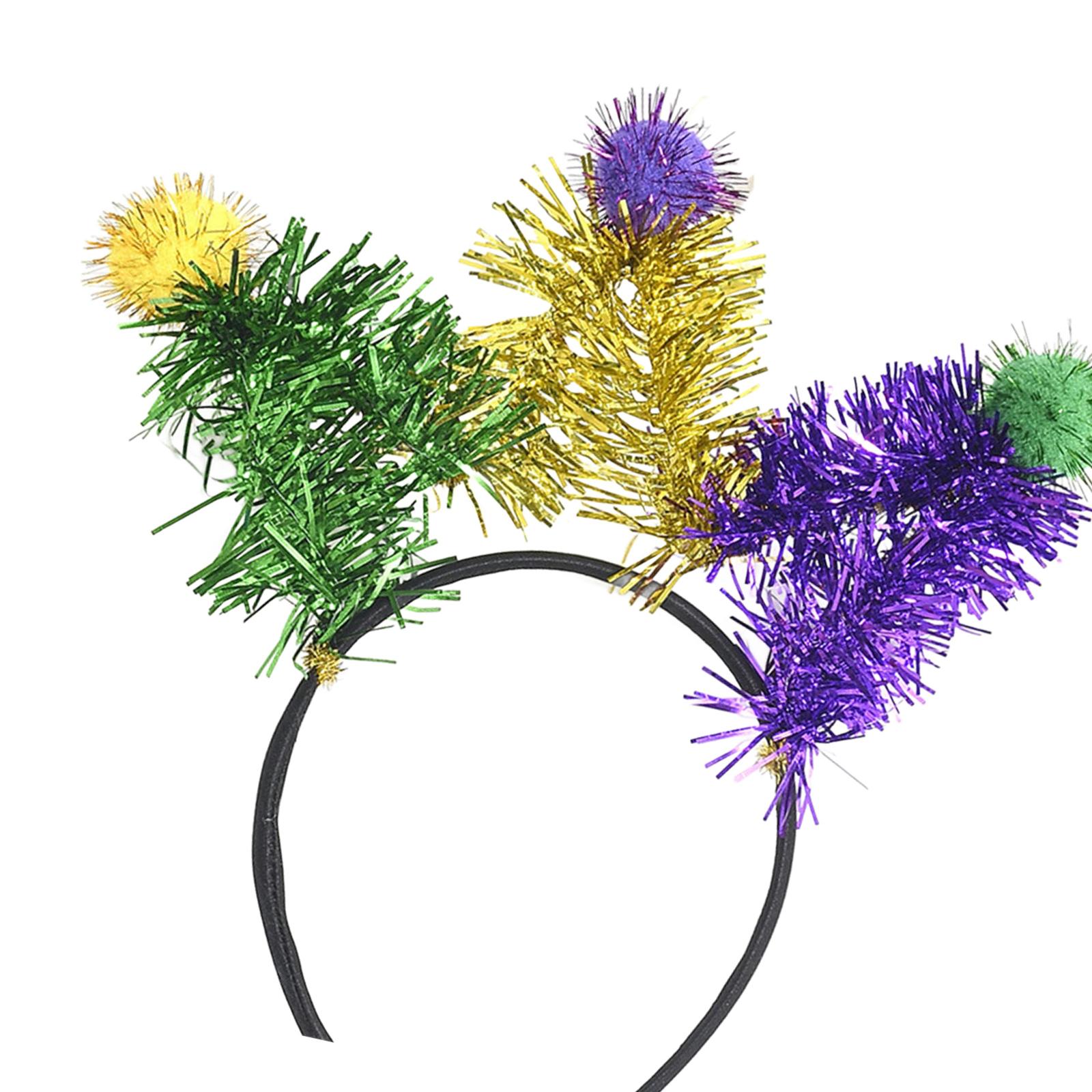 

Blingbling Pompoms Headband for Mardi Gras Party Costume Accessories Hairband Festival Celebration Headwear for Event A