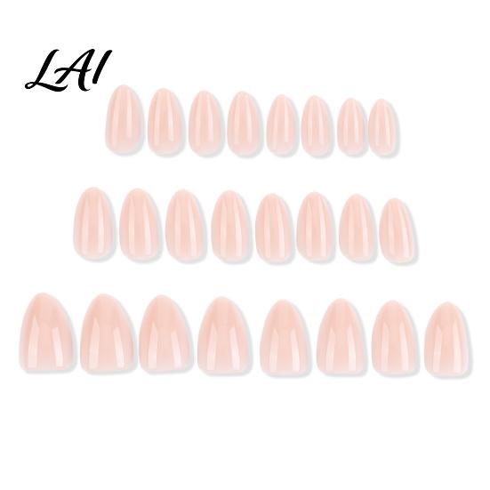 24Pcs Women Nude Press Natural Glossy on Nails Almond