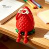 Unique Birthday Gifts for Friends 3D Printed Articulated Strawberry Storage Box, Cute Figurine with Box Movable Limbs, Mini Trinket Holder Desktop