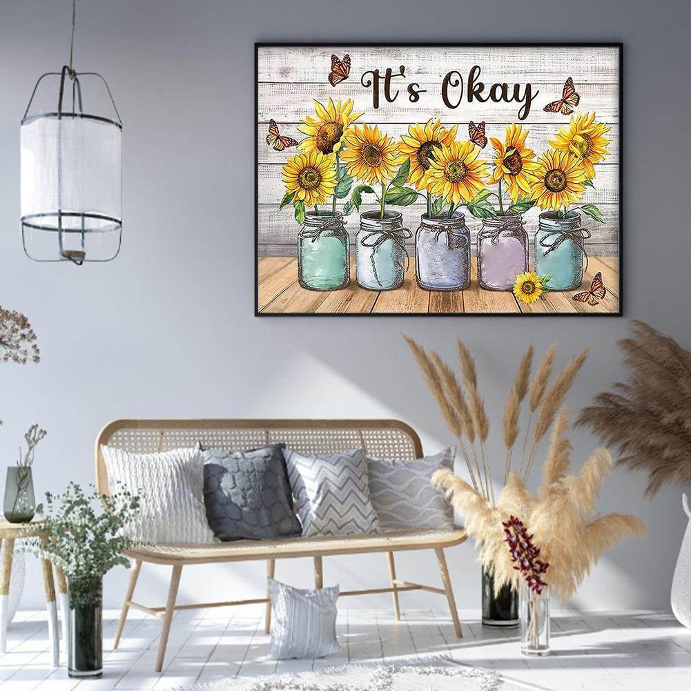 Sunflower Printed Cross Stitch Kit 50x40cm DIY 11CT Embroidery Craft Set Decor