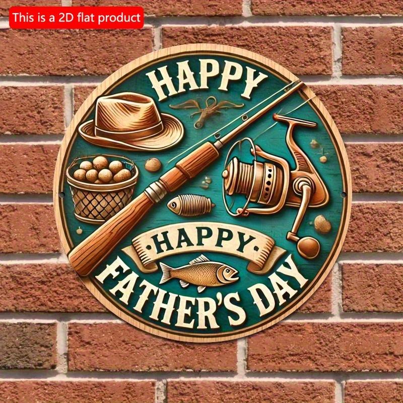 2d flat 20*20cm, Vintage Father'S Day Round Wooden Hanging Sign with "Happy Father'S Day" Design, Perfect, for Home, Kitchen, Garden, Bedroom Decor.
