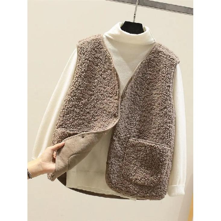 Korean New Vests 2026 Spring Autumn Vest Women Waistcoat Winter Warm Thick Fleece Vests Women Sleeveless Jacket Ladies Waistcoat