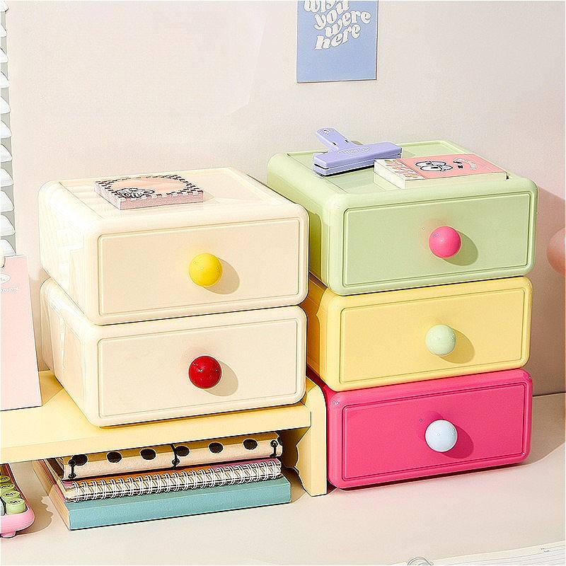 Desktop Drawer Organizer Multi-Color Storage Box, Large Capacity Stationery Holder for Office Home School
