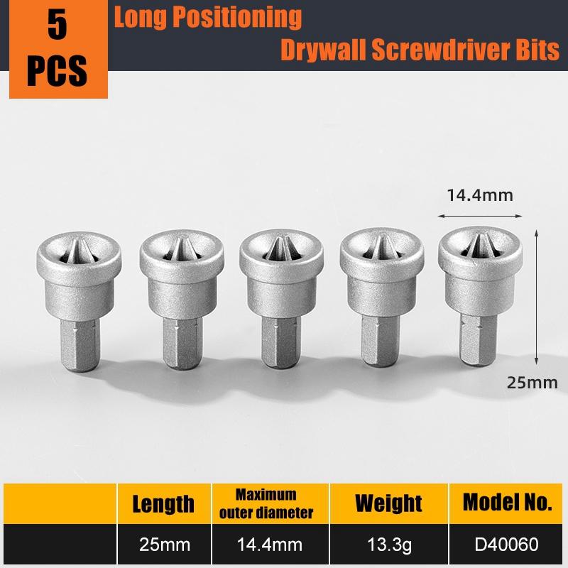 5/10pcs 25/50mm Drywall Screwdriver Bits Short Depth Stop Plasterboard 6.35mm Shank Stop Screws Woodworking Gypsum Board Locator
