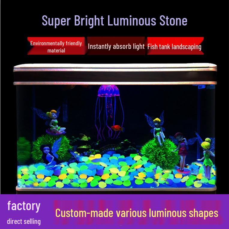 100 pcs Glowing Pebbles for Aquarium and Garden - 2cm Fluorescent Luminous Stones