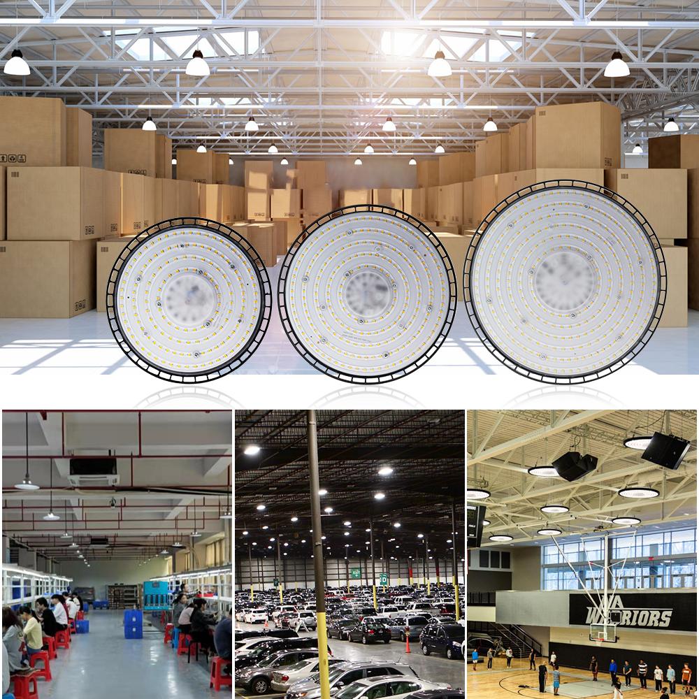 Super Bright UFO High Bay Light 100W 150W 200W Waterproof LED Industrial Lighting for Garage Gym Factory Warehouse