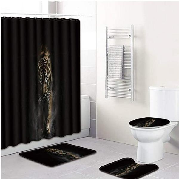 Colored Animals Elephant Lion Horse Bathroom Non-Slip Floor Mat Shower Curtain Carpet Personality Cool