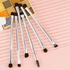 Sleek 6-Piece Silver Makeup Brush Set: Double-Ended Eyeshadow, Blending, Eyebrow Brushes & Dual-Use Brush with Spiral Eyelash Curler
