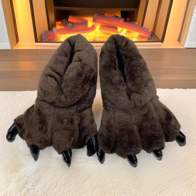 

Мультяшные плюшевые тапочки с леопардовым принтом 2025 - Уютная хлопковая домашняя обувь для мужчин и женщин, парный стиль 36-43 кофейный