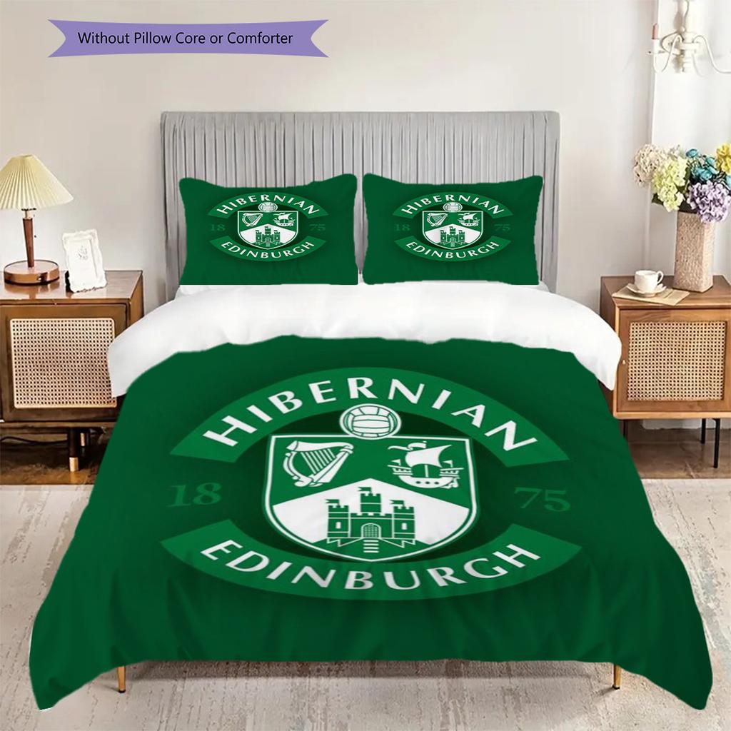 Hibernian Edinburgh Emblema Storico Set da Tre Pezzi (1 * copripiumino + 2 * federa, senza nucleo) Set biancheria da letto 2D Piatto Regalo di Natale Compleanno
