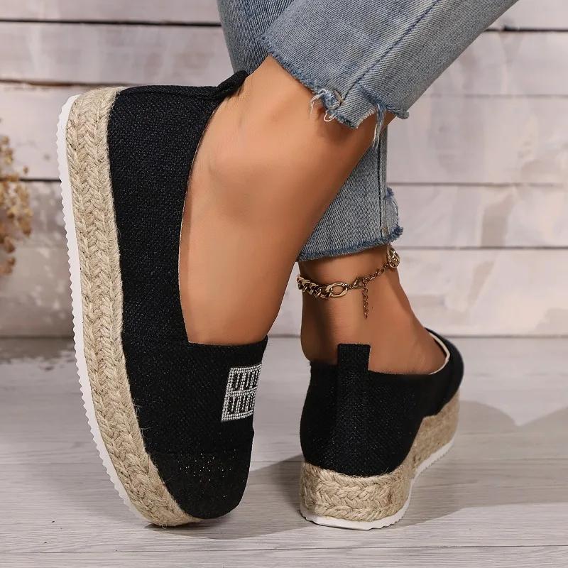 Fashion New Hot Sale Women's Shoes Slip On Women's Vulcanize Shoes Round Toe Sequins Solid Outdoor Platform Casual Comfortable Shoes