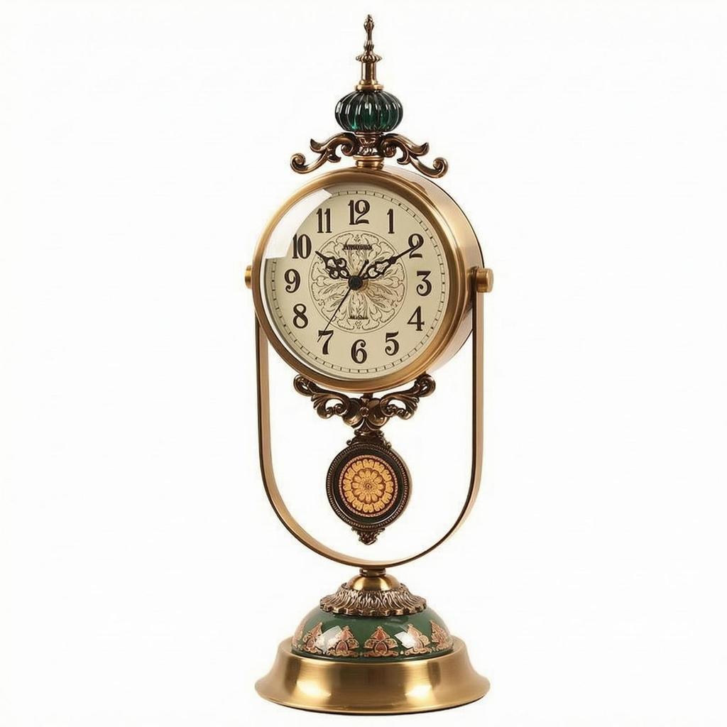 Vintage Metal Table Timepiece Gold-Tone Decorative Desk Easy to Read