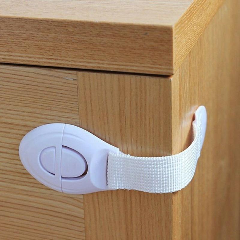 1pc Colored Webbing Multifunctional Safety Locks Children Anti-opening Cabinet Safe Lock Anti-clip Hand Door Lock Fixing Clips