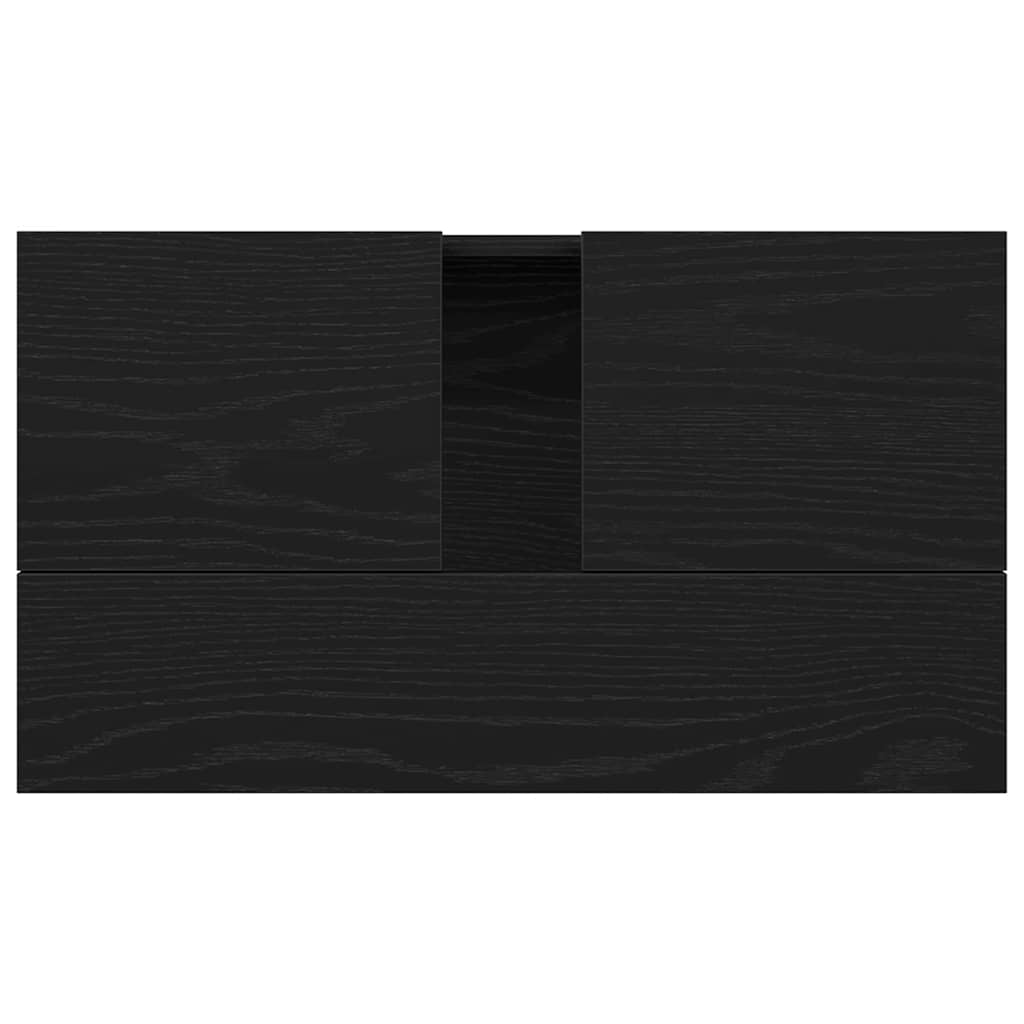 Wall Mounted Bathroom Sink Cabinet with Door Black Oak Effect 58 X 33 X 60 Cm