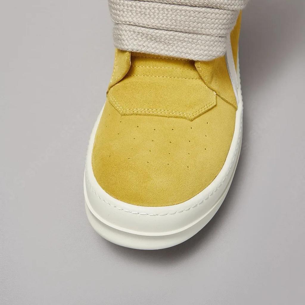 Brand Men Boots R-o Women Sneaker Yellow Suede Casual Shoes High Top Shoe Ankle Boot Leather Zipper Thick Sole Flat Sneaker