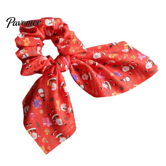 Kadın Kızlar İçin Noel Temalı Saç Tokaları Scrunchies, Kurdele Fiyonklu Elastik At Kuyruğu Tutucular, Cilt Dostu Aksesuarlar Yumuşak Kumaş Tatil Partisi &