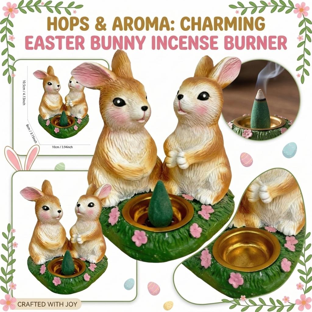 Easter Bunny Aromatherapy Figurine - Simulated Animal Resin Statue With Oil Diffuser Plate, Scented Home Decor For Living Room & Bedroom