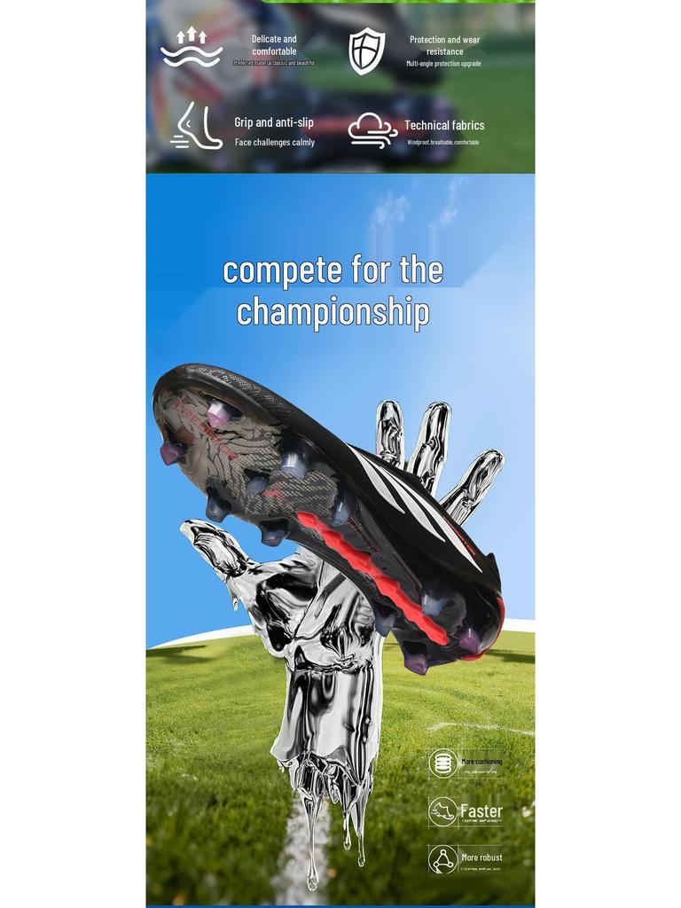 Messi Low-Top Long Spike Soccer Shoes for Men & Women - Adult Artificial Turf Training, Autumn/Winter