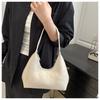 Glossy Faux Leather Crescent Bag for Women Fashionable Handheld Shoulder Purse Trendy Daily Clutch