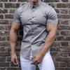 Men's Muscle Fitness Anti-wrinkle Business Short-sleeve White Shirt