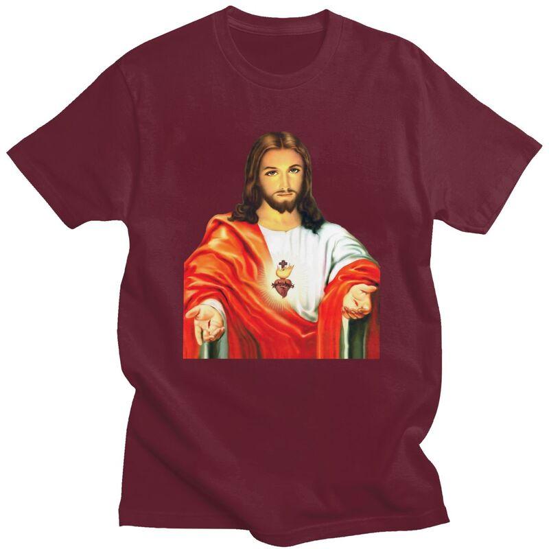 Custom Sacred Heart Of Jesus Tshirts Men Short Sleeve Leisure T Shirt Christian Catholic God Tshirt Slim Fit 100 Cotton Tee