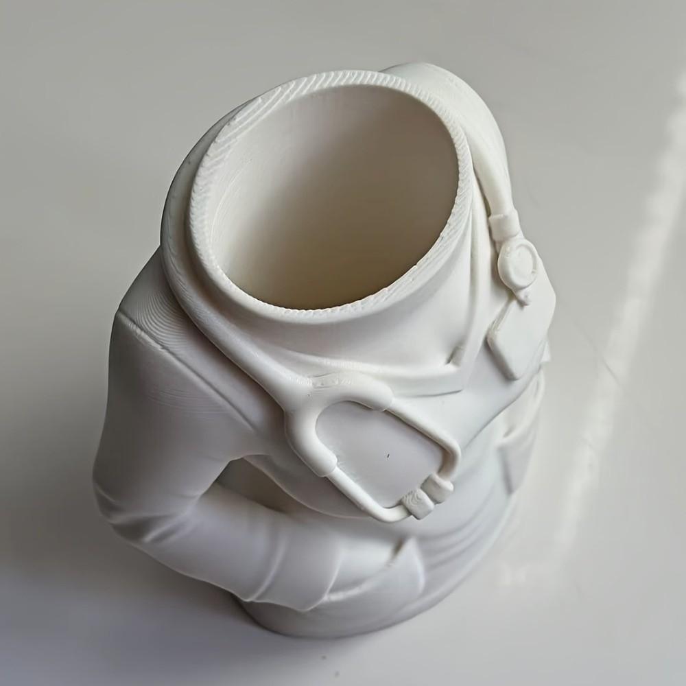 Durable White Coat-Shaped Pen Holder Multifunctional Stationery Organizer Gift for Doctors Nurses