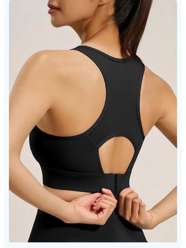 Women's Racerback Shockproof Sports Bra with Beautiful Back Design and Hook-and-Eye Closure