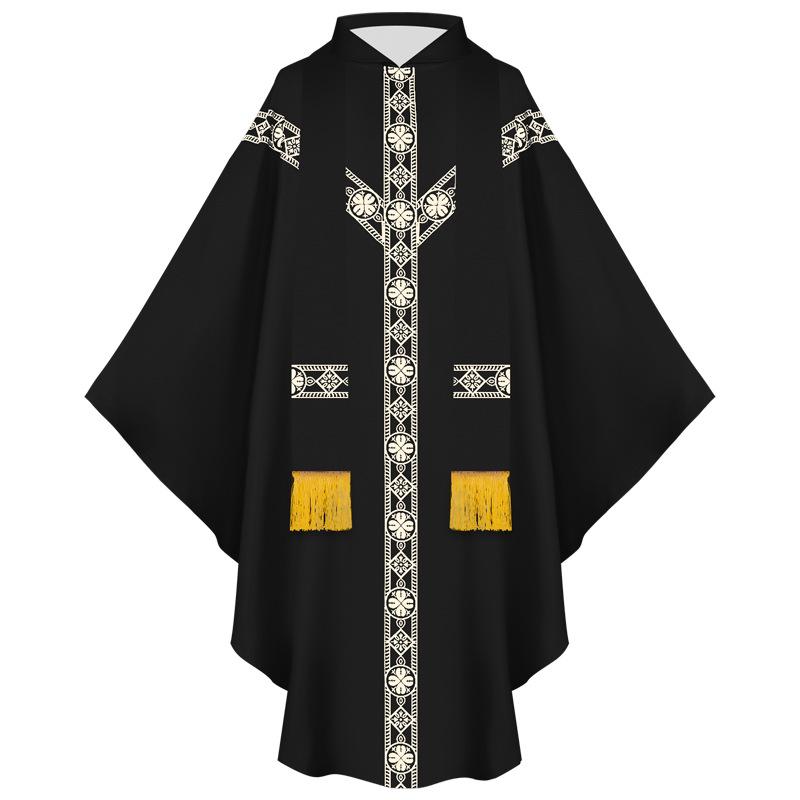 Medieval Halloween Priest Cloak with Tassels: Cosplay Long Robe Costume