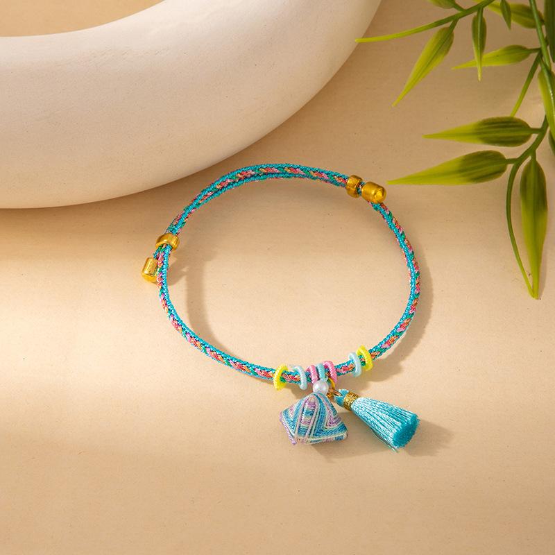 Colorful Woven Tassel Charm Bracelet Handmade Adjustable Braided Jewelry for Couples Friends Gift