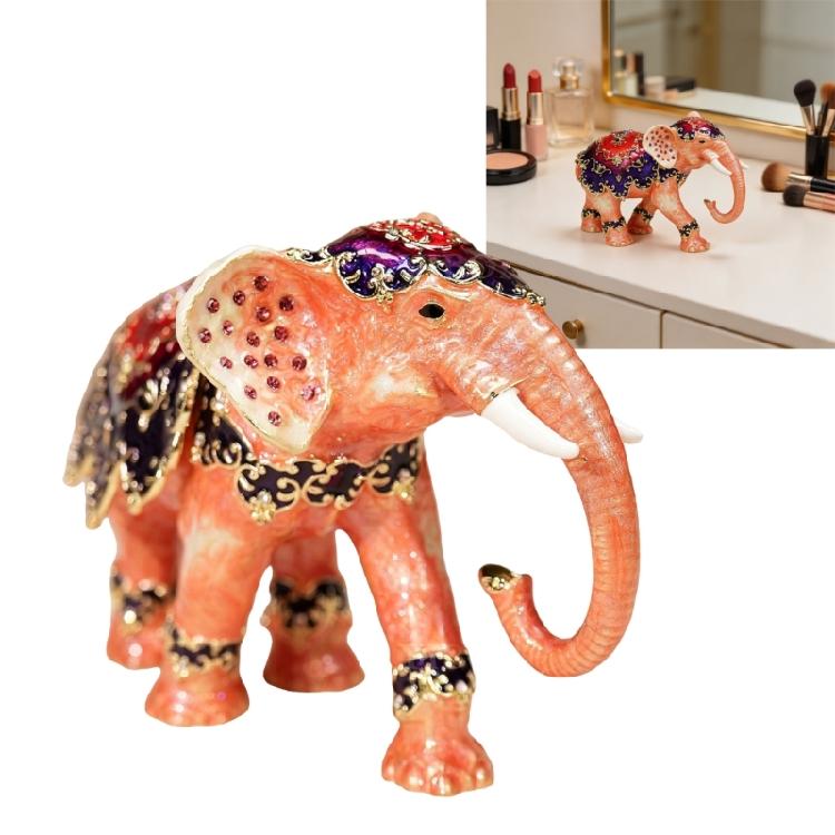 Handcrafted Elephant Designs Jewelry Organizers Box Featuring Delicate Diamonds Pattern