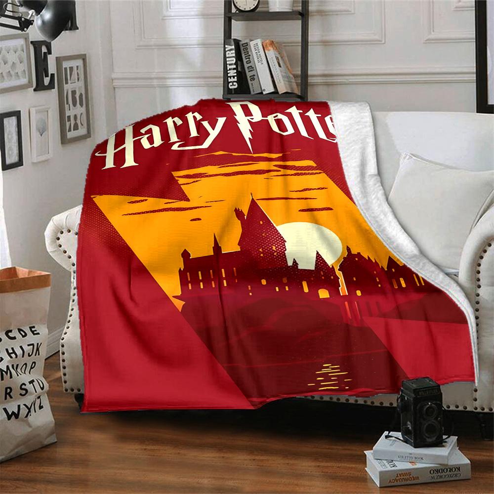 1pc Harry Potter Flannel Throw Blanket - HD Printed Lightweight Soft Warm All-Season Blanket for Sofa, Bed, Travel, Camping 096