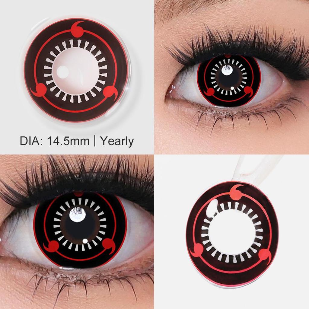 Sharingan Eye Cosplay საკონტაქტო ლინზები თვალებისთვის წითელი ჰელოუინის საკონტაქტო ლინზები ფერადი საკონტაქტო ლინზები ანიმე აქსესუარებისთვის