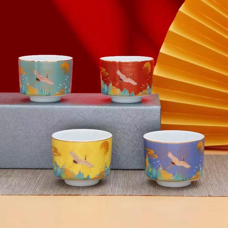 4Pcs Creative Ceramic Coffee Cup,Colorful Latte Cups,Pottery Tea Cup Gift Box,Porcelain Afternoon Teacup,Coffee Cup,Water Mugs