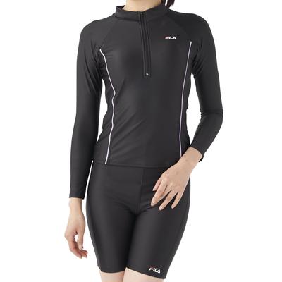 Fitness Top and Bottom Long Half Body Sizes Size 9 Swimsuit, Set, Sleeve, Zip, Separate, Simple, Coverage, 5-17, 3132845, Women's,