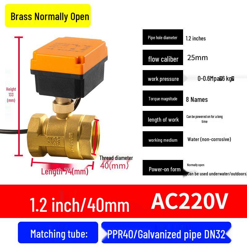 Mini Electric Ball Valve: Two-Way Threaded, Underwater & Waterproof, 220V/24V/12V