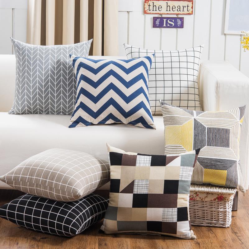 Design Nordic Ins Plush Geometric Black Yellow Sofa Pillow Pillow Cushion