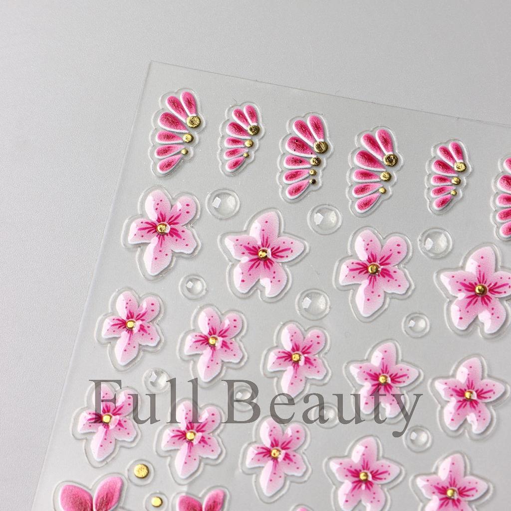 5D Embossed Nail Art Stickers Sun Flower Nail Decals Engraving Floral Nail Slider Tips